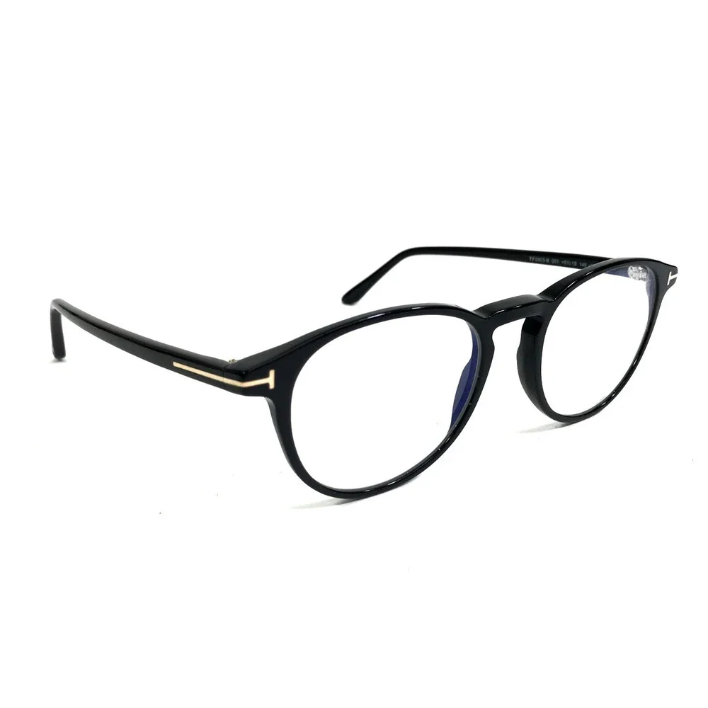 Tom Ford Eyeglasses Frames TF5803-B 001 Shiny Black Round Full Rim 51-19-145